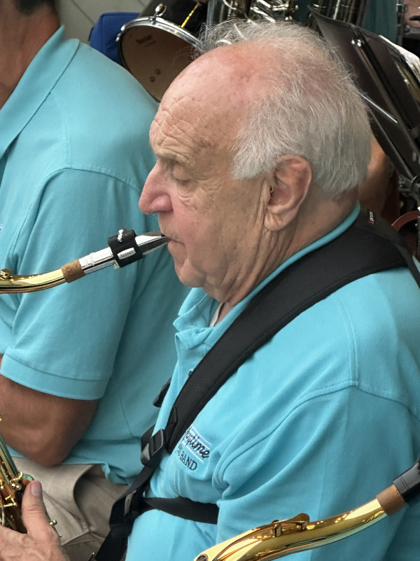 SwingTime band member playing saxophone during 2026 Austintown Concert