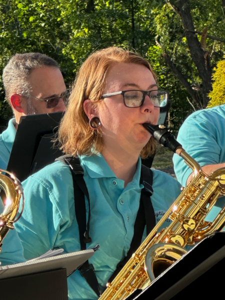 Ashley Delaney playing saxophone