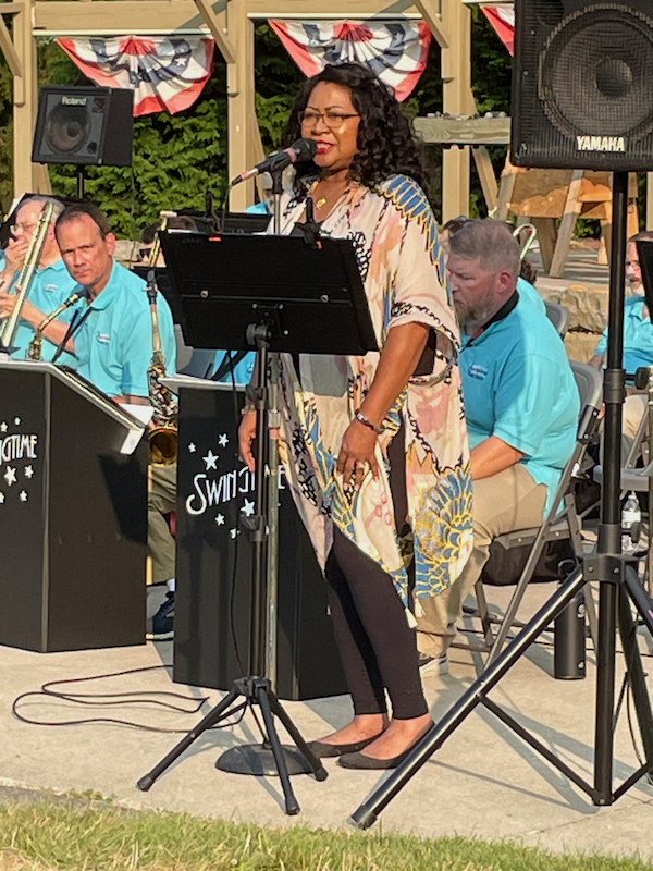Rachell joy singing with swing time band