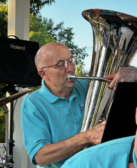 bob lewis playing the tuba